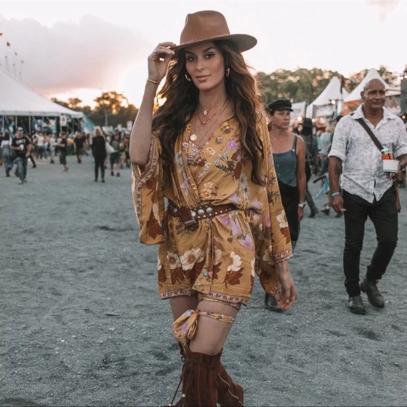 Boho Floral Print Short Kimono Belted Cover up - Picture 3 of 14